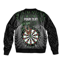 Personalised New Zealand Darts Sleeve Zip Bomber Jacket Dartboard Maori Fern Puhoro Art