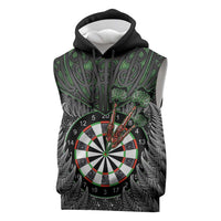 Personalised New Zealand Darts Sleeveless Hoodie Dartboard Maori Fern Puhoro Art - Polynesian Pride