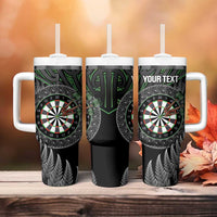 Personalised New Zealand Darts Tumbler With Handle Dartboard Maori Fern Puhoro Art
