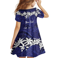 Personalised Cook Islands Pukapuka Kid Short Sleeve Dress Tiare Maori Polynesian Waves Tattoo LT14 - Polynesian Pride