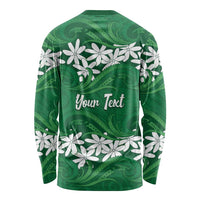 Personalised Cook Islands Rarotonga Long Sleeve Shirt Tiare Maori Polynesian Waves Tattoo LT14 - Polynesian Pride