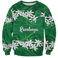 Personalised Cook Islands Rarotonga Sweatshirt Tiare Maori Polynesian Waves Tattoo