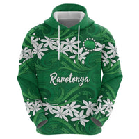Personalised Cook Islands Rarotonga Zip Hoodie Tiare Maori Polynesian Waves Tattoo LT14 - Polynesian Pride