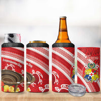 Kingdom Of Tonga Emancipation Day 4 in 1 Can Cooler Tumbler Tongan Ngatu With Kumete Red