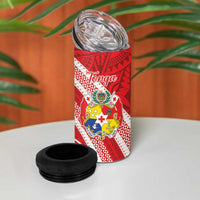 Kingdom Of Tonga Emancipation Day 4 in 1 Can Cooler Tumbler Tongan Ngatu With Kumete Red