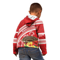 Kingdom Of Tonga Emancipation Day Kid Hoodie Tongan Ngatu With Kumete Red