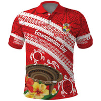 Kingdom Of Tonga Emancipation Day Polo Shirt Tongan Ngatu With Kumete Red