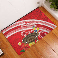 Kingdom Of Tonga Emancipation Day Rubber Doormat Tongan Ngatu With Kumete Red LT14 - Polynesian Pride