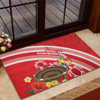 Kingdom Of Tonga Emancipation Day Rubber Doormat Tongan Ngatu With Kumete Red LT14 - Polynesian Pride