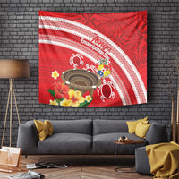 Kingdom Of Tonga Emancipation Day Tapestry Tongan Ngatu With Kumete Red LT14 Red - Polynesian Pride