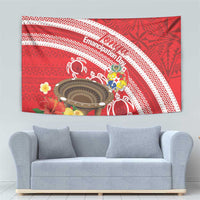 Kingdom Of Tonga Emancipation Day Tapestry Tongan Ngatu With Kumete Red LT14 - Polynesian Pride