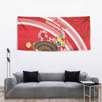 Kingdom Of Tonga Emancipation Day Tapestry Tongan Ngatu With Kumete Red LT14 - Polynesian Pride