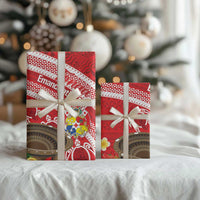 Kingdom Of Tonga Emancipation Day Wrapping Paper Tongan Ngatu With Kumete Red - Polynesian Pride