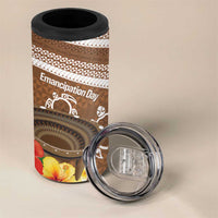 Kingdom Of Tonga Emancipation Day 4 in 1 Can Cooler Tumbler Tongan Ngatu With Kumete Brown