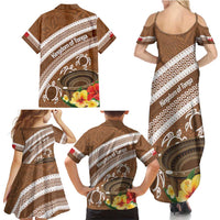 Kingdom Of Tonga Emancipation Day Family Matching Summer Maxi Dress and Hawaiian Shirt Tongan Ngatu With Kumete Brown