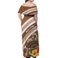 Kingdom Of Tonga Emancipation Day Off Shoulder Maxi Dress Tongan Ngatu With Kumete Brown