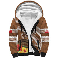 Kingdom Of Tonga Emancipation Day Sherpa Hoodie Tongan Ngatu With Kumete Brown