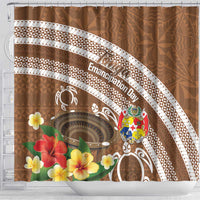 Kingdom Of Tonga Emancipation Day Shower Curtain Tongan Ngatu With Kumete Brown LT14 - Polynesian Pride