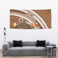 Kingdom Of Tonga Emancipation Day Tapestry Tongan Ngatu With Kumete Brown LT14 - Polynesian Pride