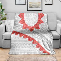 Tonga White Sunday Blanket Heilala Flowers Tongan Ngatu Pattern