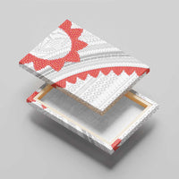 Tonga White Sunday Canvas Wall Art Heilala Flowers Tongan Ngatu Pattern