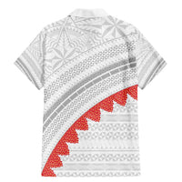 Tonga White Sunday Family Matching Mermaid Dress and Hawaiian Shirt Heilala Flowers Tongan Ngatu Pattern