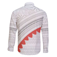 Tonga White Sunday Family Matching Off Shoulder Short Dress and Hawaiian Shirt Heilala Flowers Tongan Ngatu Pattern