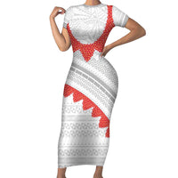 Tonga White Sunday Family Matching Short Sleeve Bodycon Dress and Hawaiian Shirt Heilala Flowers Tongan Ngatu Pattern