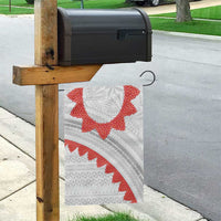 Tonga White Sunday Garden Flag Heilala Flowers Tongan Ngatu Pattern