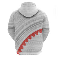 Tonga White Sunday Hoodie Heilala Flowers Tongan Ngatu Pattern