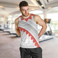 Tonga White Sunday Men Tank Top Heilala Flowers Tongan Ngatu Pattern