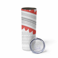 Tonga White Sunday Skinny Tumbler Heilala Flowers Tongan Ngatu Pattern