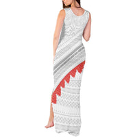 Tonga White Sunday Tank Maxi Dress Heilala Flowers Tongan Ngatu Pattern