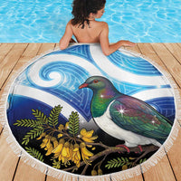 Kekeru New Zealand Matariki Beach Blanket Kukupa Kowhai Maori New Year Blue Version LT14 - Polynesian Pride