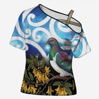 Kekeru New Zealand Matariki Cross Shoulder Shirt Kukupa Kowhai Maori New Year Blue Version LT14 Female Blue - Polynesian Pride
