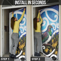 Kekeru New Zealand Matariki Door Cover Kukupa Kowhai Maori New Year Blue Version LT14 - Polynesian Pride