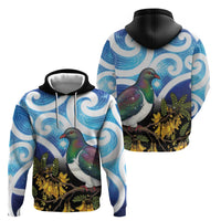 Kekeru New Zealand Matariki Hoodie Kukupa Kowhai Maori New Year Blue Version