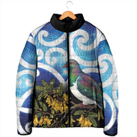 Kekeru New Zealand Matariki Padded Jacket Kukupa Kowhai Maori New Year Blue Version LT14 - Polynesian Pride