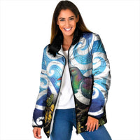 Kekeru New Zealand Matariki Padded Jacket Kukupa Kowhai Maori New Year Blue Version LT14 Women Blue - Polynesian Pride