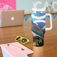 Kekeru New Zealand Matariki Tumbler With Handle Kukupa Kowhai Maori New Year Blue Version LT14 - Polynesian Pride