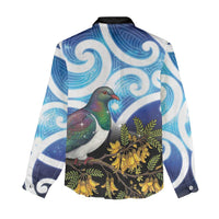 Kekeru New Zealand Matariki Women Casual Shirt Kukupa Kowhai Maori New Year Blue Version LT14 - Polynesian Pride