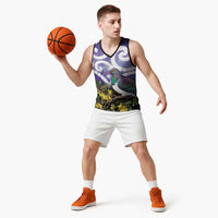 Kekeru New Zealand Matariki Basketball Jersey Kukupa Kowhai Maori New Year Purple Version LT14 - Polynesian Pride