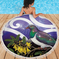 Kekeru New Zealand Matariki Beach Blanket Kukupa Kowhai Maori New Year Purple Version LT14 - Polynesian Pride