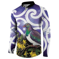 Kekeru New Zealand Matariki Button Sweatshirt Kukupa Kowhai Maori New Year Purple Version LT14 - Polynesian Pride