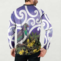 Kekeru New Zealand Matariki Button Sweatshirt Kukupa Kowhai Maori New Year Purple Version LT14 - Polynesian Pride