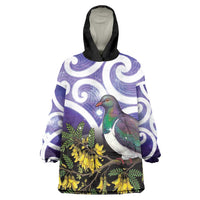 Kekeru New Zealand Matariki Wearable Blanket Hoodie Kukupa Kowhai Maori New Year Purple Version LT14 One Size Purple - Polynesian Pride