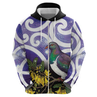 Kekeru New Zealand Matariki Zip Hoodie Kukupa Kowhai Maori New Year Purple Version LT14 - Polynesian Pride
