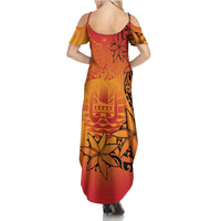 French Polynesia Manta Ray Tattoo Summer Maxi Dress Tahiti Hahalua Tiare Maori Gradient Style LT14 - Polynesian Pride