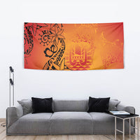 French Polynesia Manta Ray Tattoo Tapestry Tahiti Hahalua Tiare Maori Gradient Style LT14 - Polynesian Pride