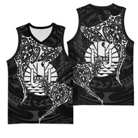 French Polynesia Manta Ray Tattoo Basketball Jersey Tahiti Hahalua Turtle Shark Black Color
